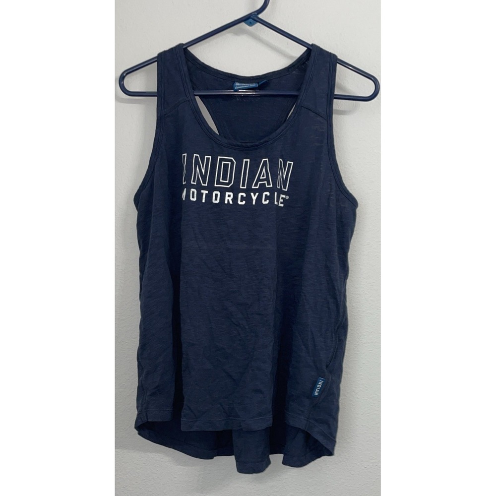Indian Motorcycle Women's Navy Blue Racerback Tank Top Scoop Neck L